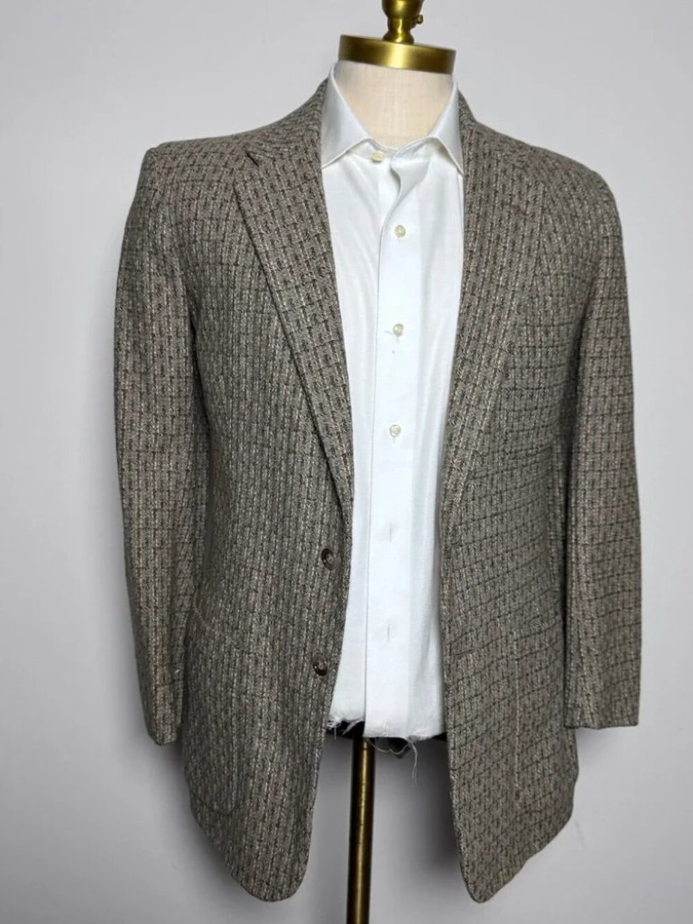 1970s Fashion Clothes Blazer Mens‎ Small Brown Check Vintage Wool Sport Coat